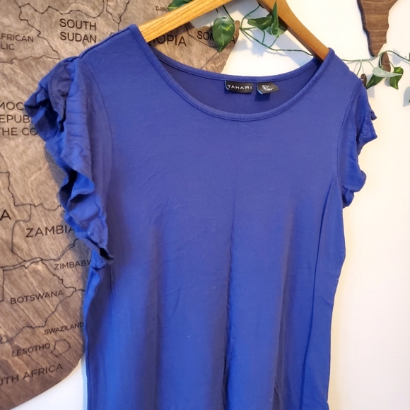 Soft & Flowy Navy Blue Ruffle Sleeve Tee - Picture 2 of 5